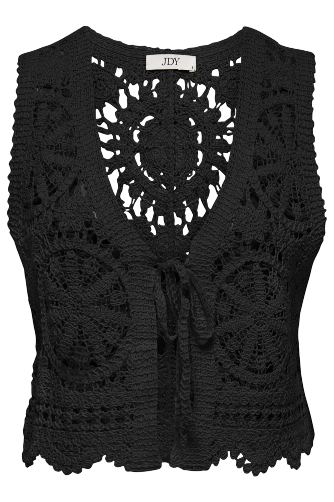 JDYVIC S/L V-NECK TIE VEST KNT 15347425 BLACK
